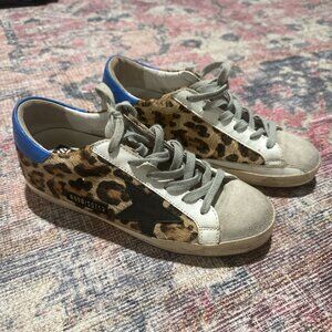 Golden Goose Size 37 Superstar black leopard sneakers